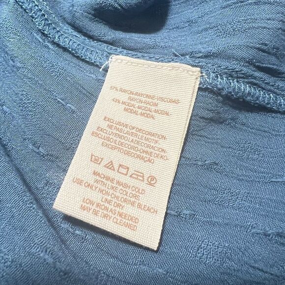 Free People XSmall Blue V-Neck *Long Sleeves Canyon Rose Peasant Blouse - Picture 12 of 13